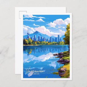 Carte Postale Vancouver Canada Art illustration de voyage vintag