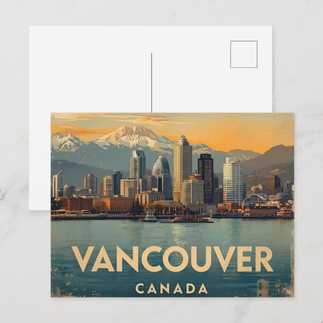 Carte Postale Vancouver Canada Travel Art Vintage (Devant / Derrière)