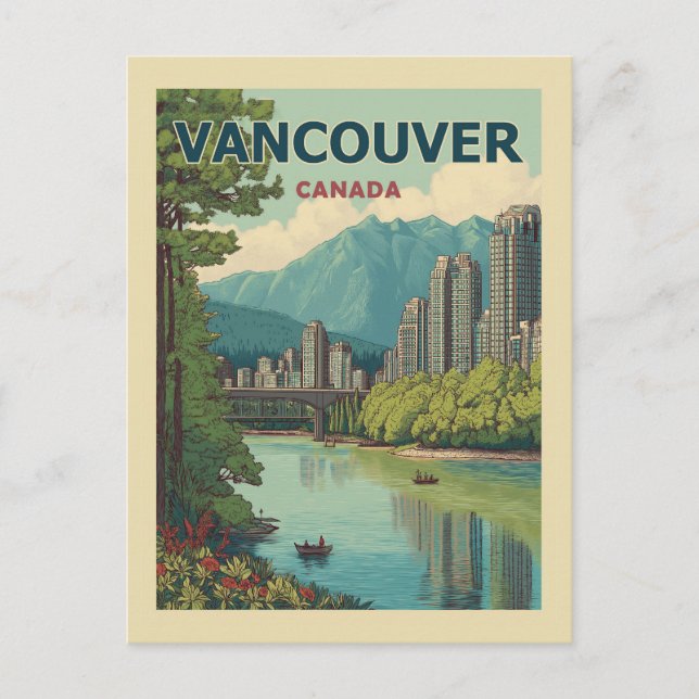 Carte Postale Vancouver Canada Travel Art Vintage (Devant)