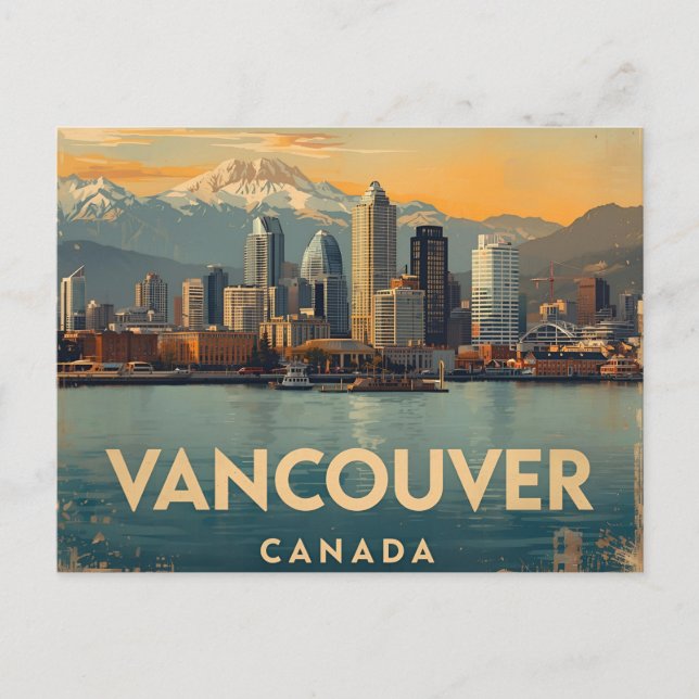 Carte Postale Vancouver Canada Voyage Art Vintage (Devant)