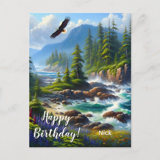 Carte Postale Vancouver Island Nature Art Custom Joyeux Annivers (Devant)