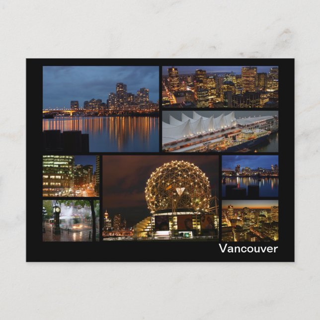 Carte Postale Vancouver, la nuit, multi-images (Devant)