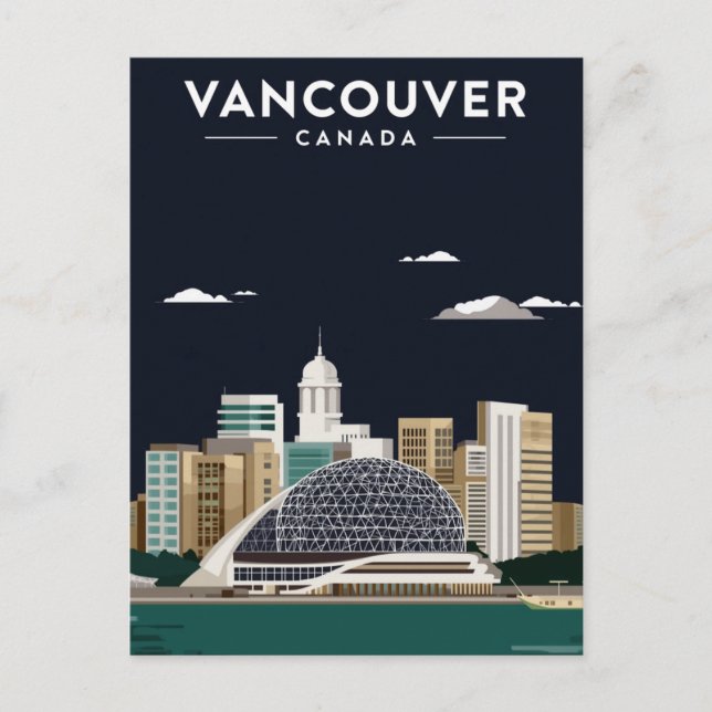 Carte Postale Vancouver Skyline Night Elegance (Devant)