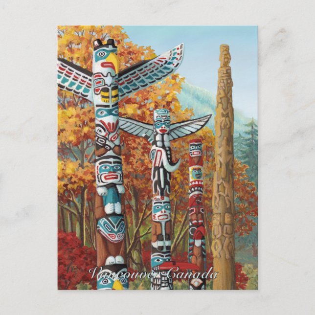Carte postale Vancouver Totem Pole Painti (Devant)