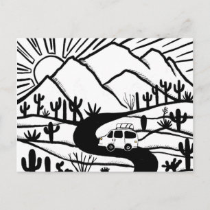 Carte Postale Vanlife Campervan Desert Mounts RV Sunrise