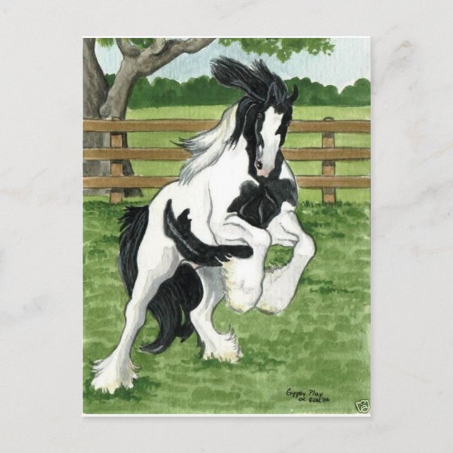Carte Postale Vannière tzigane en jeu Cheval Art (Devant)