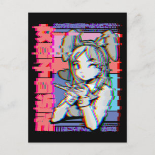Carte Postale Vaporwave esthétique japonaise Retro Anime Girl