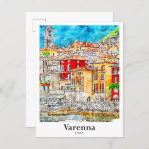 Carte Postale Varenna Lecco Italie Voyage Aquarelle main tirée