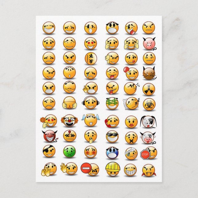 Carte Postale Variations d'une émoticône faciale (Devant)
