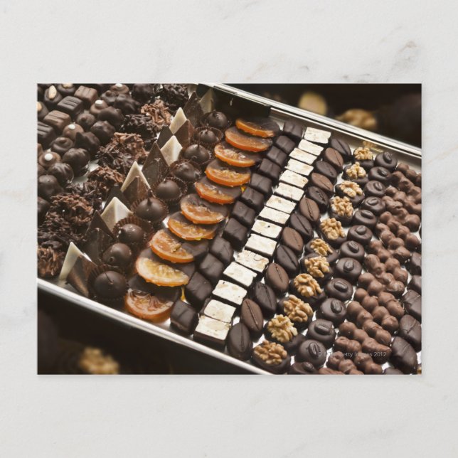 Carte Postale Variété de pralines au chocolat artificiel (Devant)