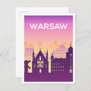 Carte Postale Varsovie Pologne Art Voyage Illustration