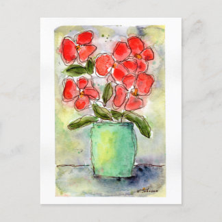 Carte postale Vase and Flowers Watercolor