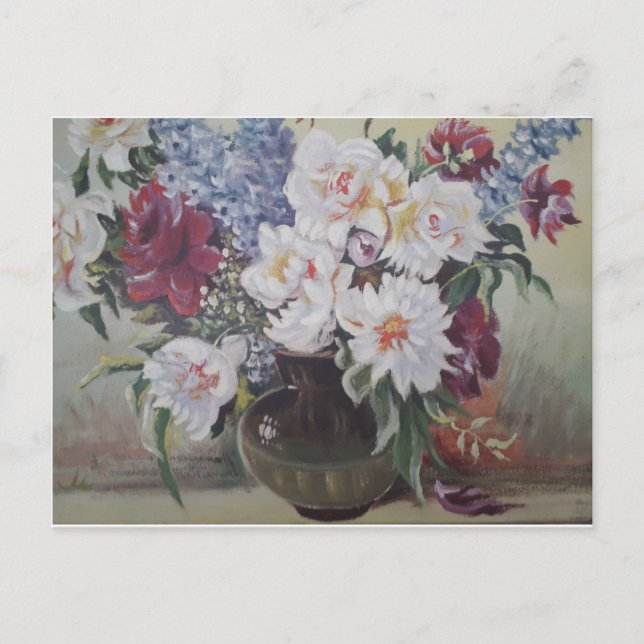 Carte Postale vase aux fleurs fleuries (Devant)