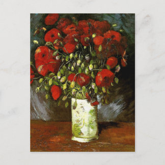 Carte Postale Vase avec des papillons rouges Van Gogh Art
