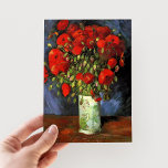 Carte Postale Vase avec des papillons rouges | Vincent Van Gogh<br><div class="desc">Vase avec des pavots rouges de l'artiste néerlandais Vincent Van Gogh. La peinture d'art original est une huile sur toile représentant une vie morte de fleurs rouge vif. Utilisez les outils de conception pour ajouter du texte personnalisé ou personnaliser l'image.</div>