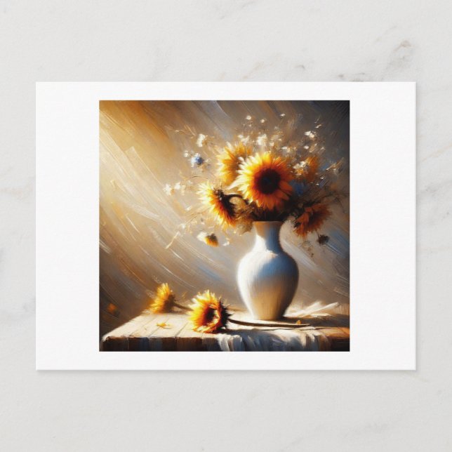 Carte Postale Vase avec des tournesols, (Devant)