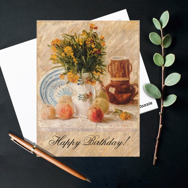 Carte Postale Vase avec Fleurs, Café et Fruit, van Gogh (Créateur téléchargé)