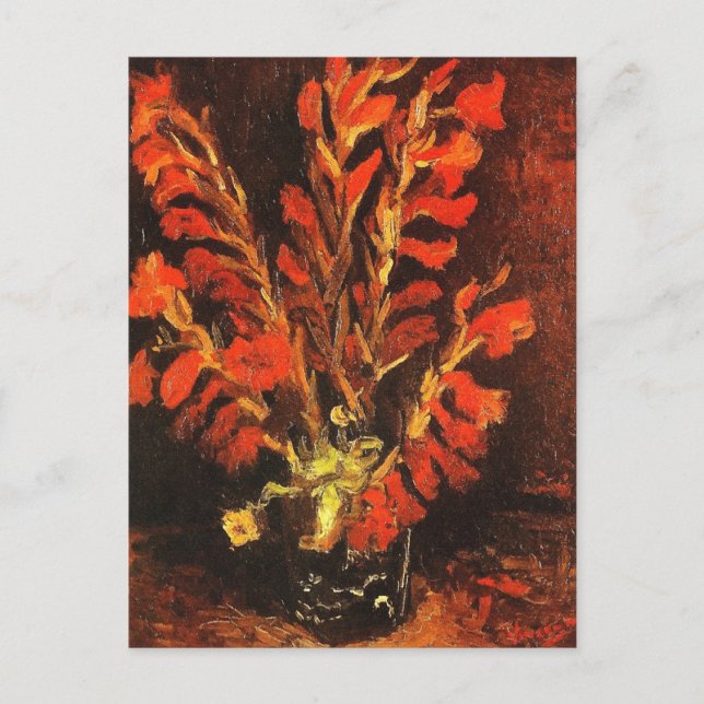 Carte Postale Vase avec Red Gladioli Van Gogh FIne Art (Devant)