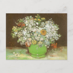 Carte Postale Vase avec Zinnias et Fleurs par Vincent van Gogh