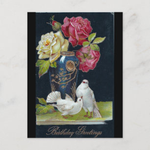 Carte Postale Vase d'anniversaire et colombes