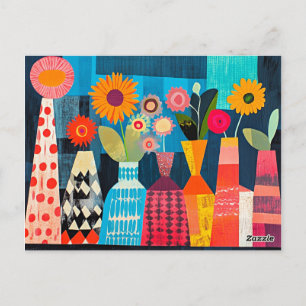 Carte Postale Vase de fleurs abstrait moderne