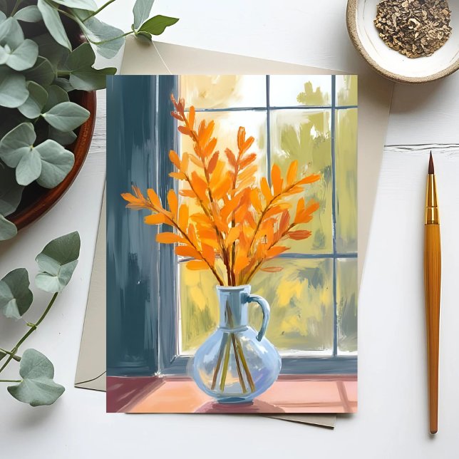 Carte Postale Vase de fleurs d'automne Aquarelle (Créateur téléchargé)