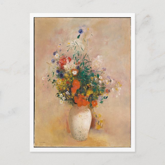 Carte Postale Vase de fleurs rose par Redon Peinture (Devant)