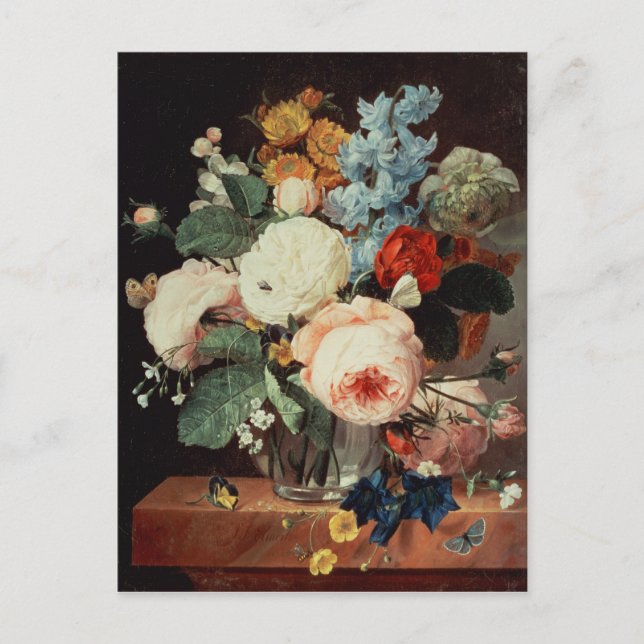 Carte Postale Vase de Fleurs sur une corniche en marbre (Devant)