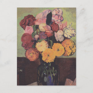 Carte Postale Vase de fleurs Suzanne Valadon sur une table ronde