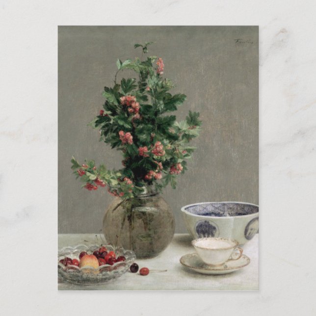 Carte Postale Vase de Hawthorn Bowl of Cherries (Devant)