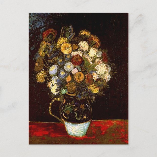Carte Postale Vase de la vie morte avec Zinnias Van Gogh (Devant)