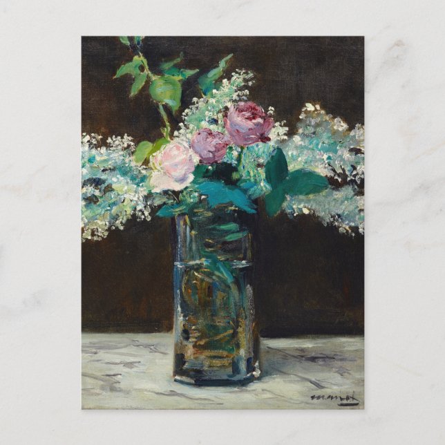Carte Postale Vase de Lilacs blancs et Rose | Édouard Manet (Devant)