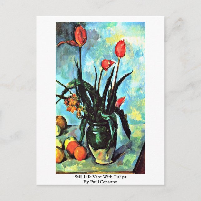Carte Postale Vase de nature morte avec tulipes de Paul Cezanne (Devant)