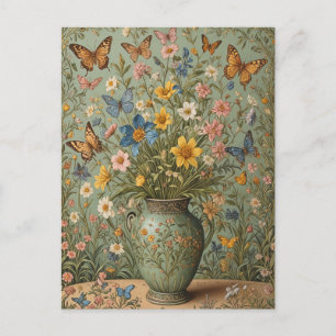 Carte Postale Vase de papillons de fleurs