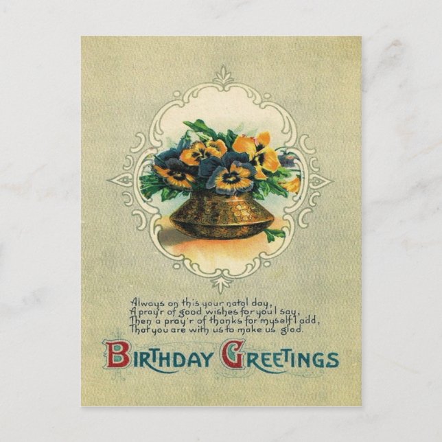 Carte Postale Vase de pensées (Devant)