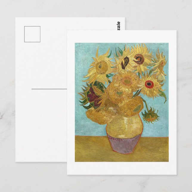Carte Postale Vase de tournesols de Vincent van Gogh (Devant / Derrière)