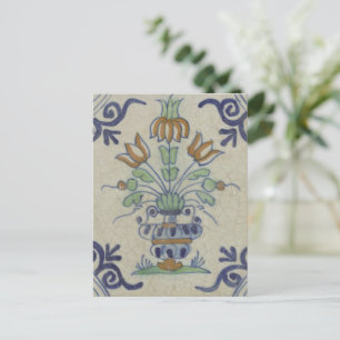 Carte Postale Vase de tulipes hollandais en carreau de Delft ant