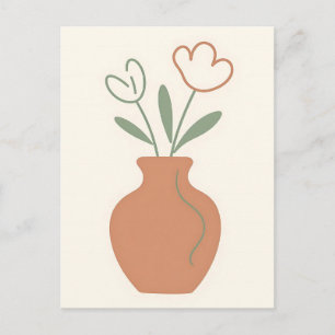 Carte Postale Vase de tulipes minimaliste en ligne artistique