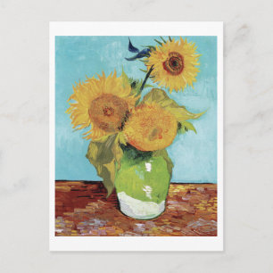 Carte Postale Vase de Vincent van Gogh avec trois tournesols