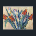 Carte Postale Vase des tulipes - Claude Monet<br><div class="desc">Vase des tulipes - Claude Monet Date d'achèvement : Style 1885 : Genre d'impressionnisme : peinture à la fleur Tags : fleurs,  peinture,  Monet,  impressionnisme,  botanique,  pot,  blanc,  rouge,  vase,  décoratif,  nature</div>