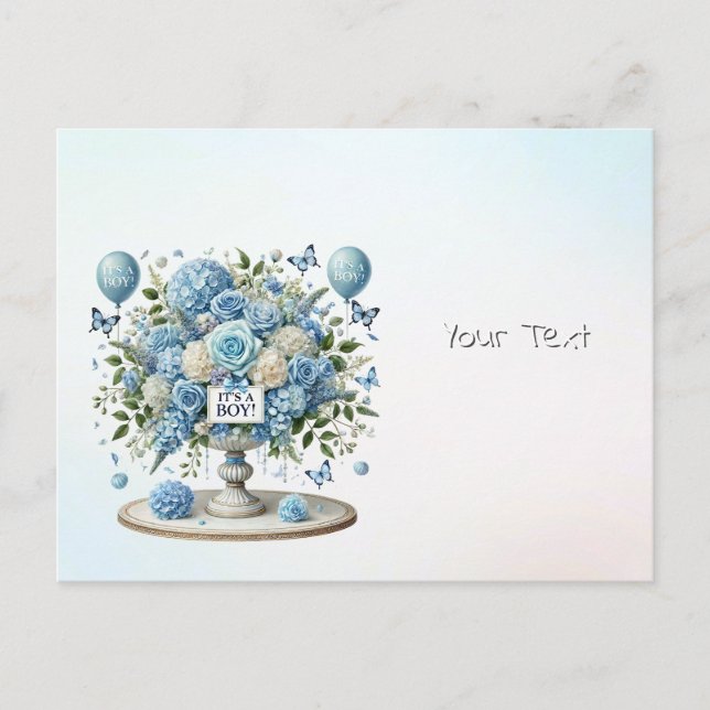 Carte postale Vase Floral Blanc Bleu (Devant)