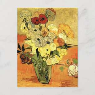 Carte Postale Vase japonaise avec Roses et anémones par van Gogh