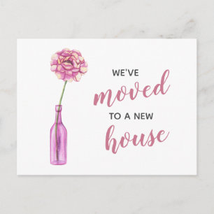 Carte Postale Vase Peony Rose Nous Avons Déménagé Nouvelle Adres