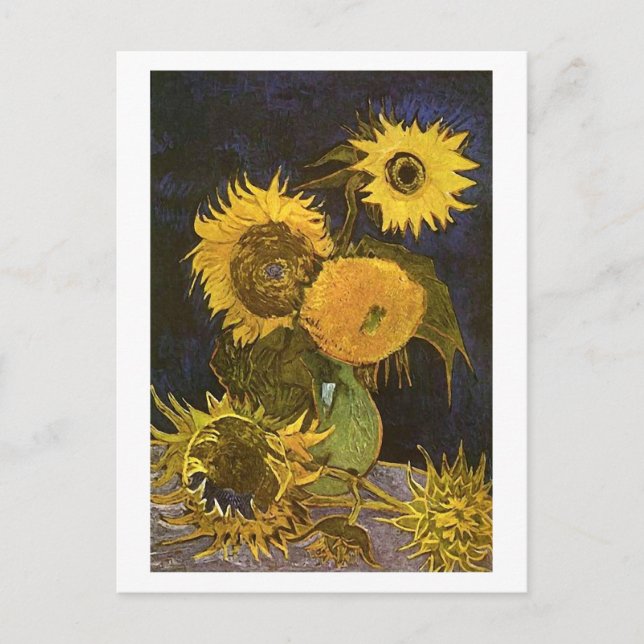 Carte Postale Vase Still Life Cinq tournesols Van Gogh Art (Devant)