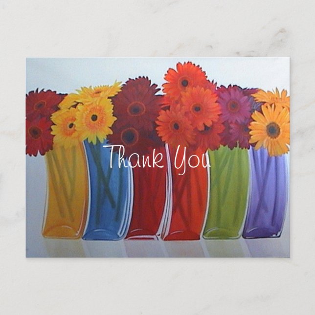 Carte Postale Vases à fleurs funky Merci (Devant)