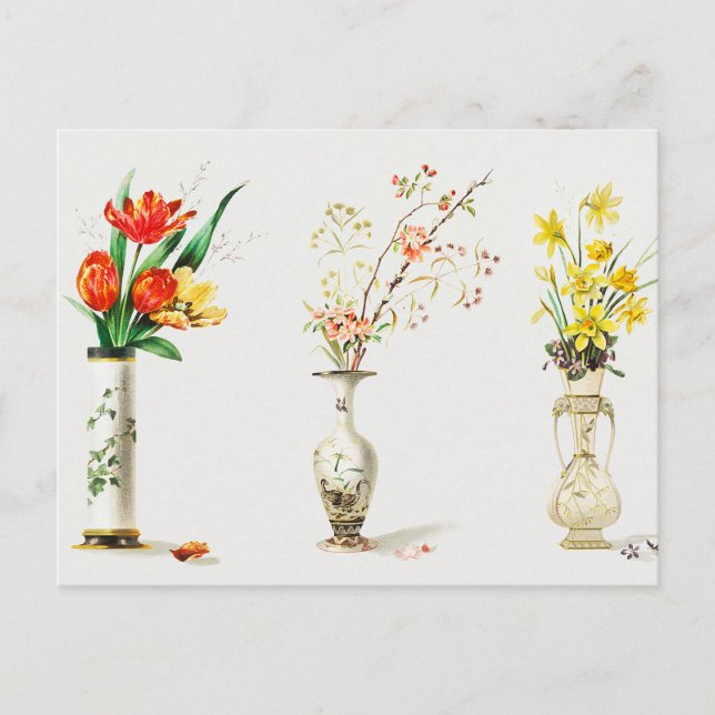 Carte Postale Vases à fleurs vintage (Devant)