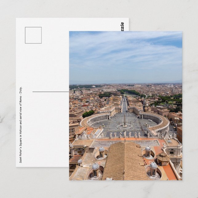 Carte Postale Vatican, Italie : Vue aérienne Carré de Saint-Pier (Devant / Derrière)