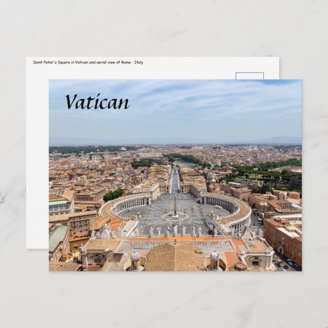 Carte Postale Vatican, Italie : Vue aérienne Carré de Saint-Pier (Devant / Derrière)