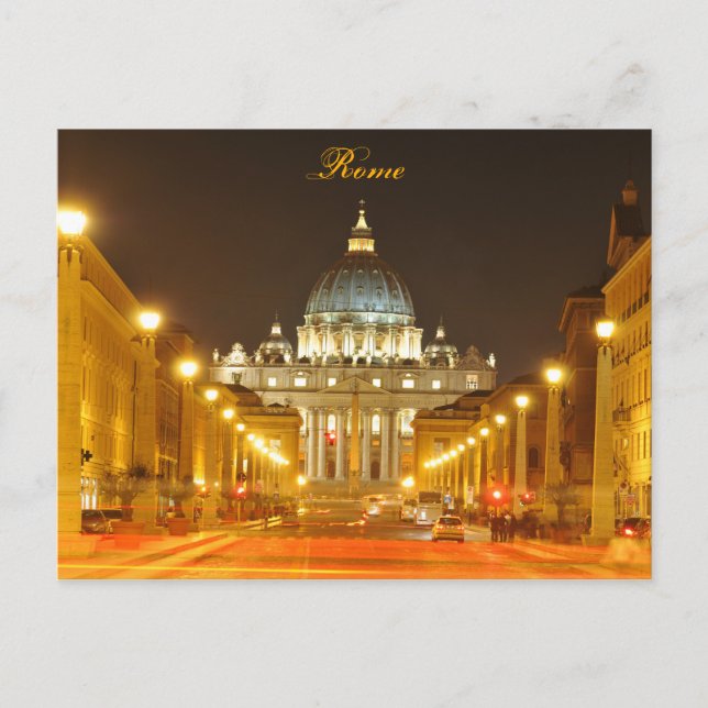 Carte Postale Vatican, Rome, Italie la nuit (Devant)