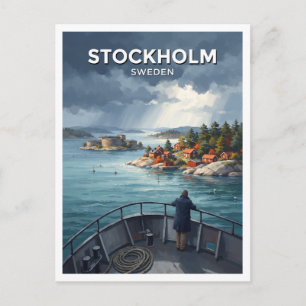 Carte Postale Vaxholm et archipel de Stockholm en Suède Souvenir
